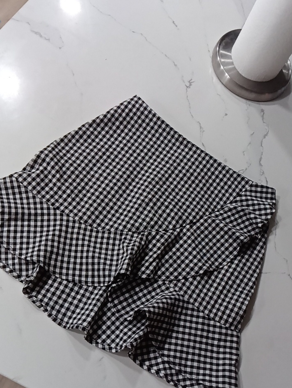 Forever 21 Black & White Gingham Ruffle Skirt